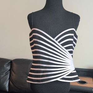 JS Collections Black and White Striped Camisole